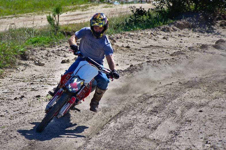 Dirt Bike Turning a Corner