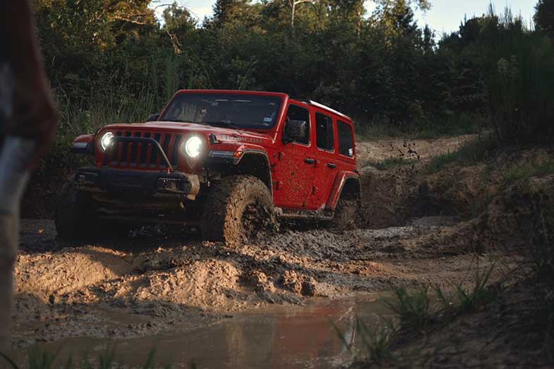 Red Jeep Off-Road Mud