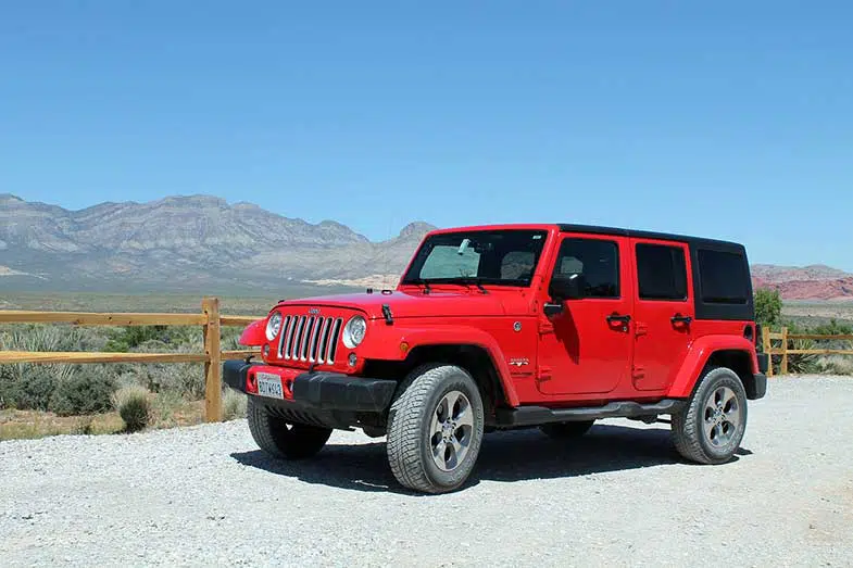 Red Jeep Wrangler Off-Road 4WD