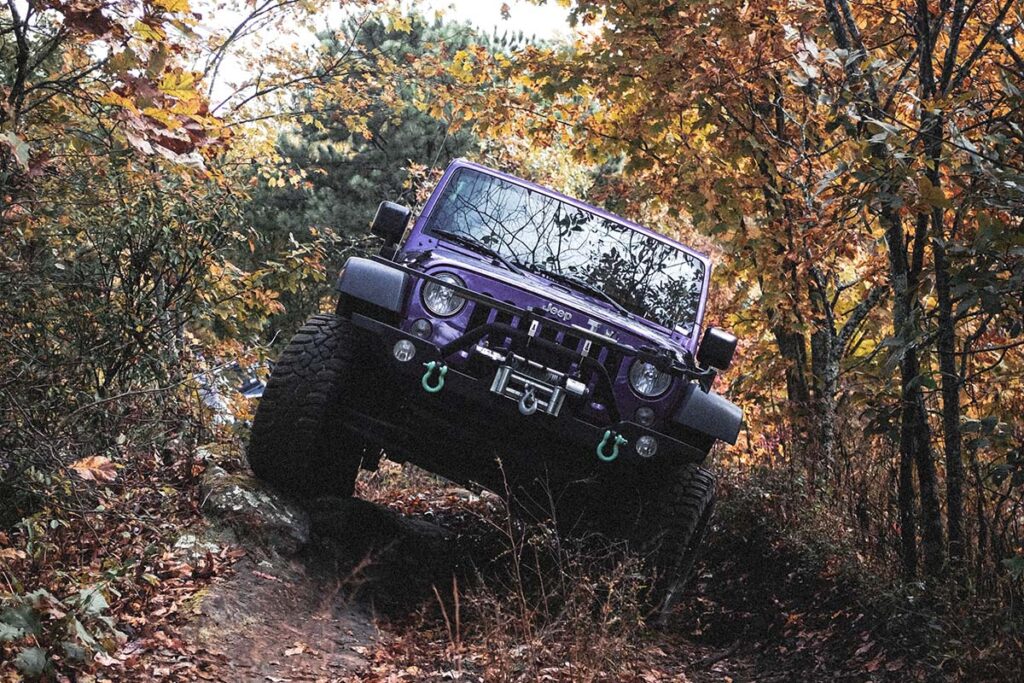 Purple Jeep on Off-Road Trail