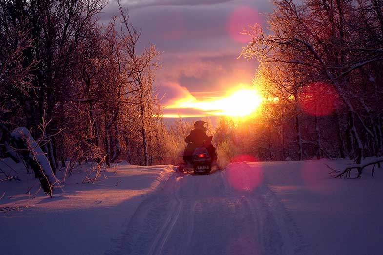 Yamaha Snowmobile Trail Sunset