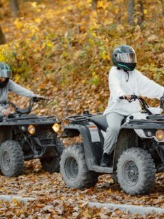 People Quad Biking in the Forest