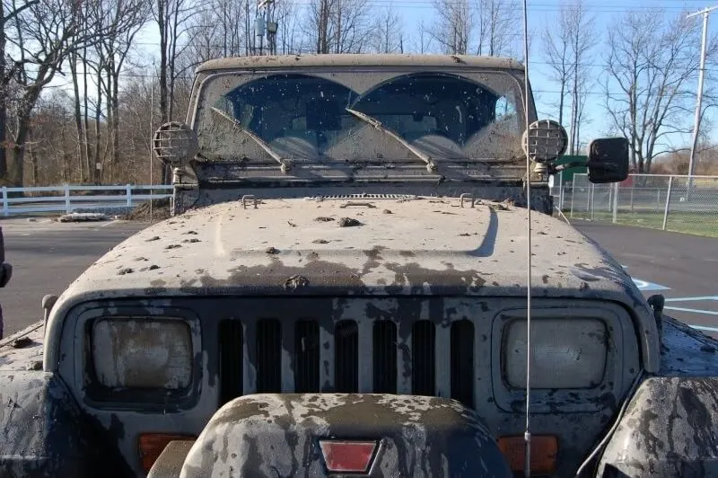 Mud-Covered Jeep