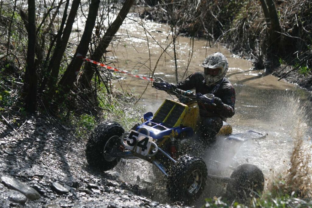 Yamaha Race Quad ATV Splashing Water