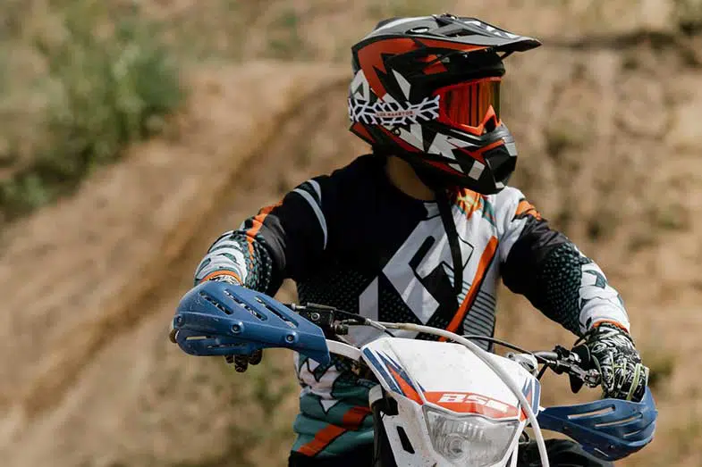 Dirt Bike Rider with Helmet and Goggles