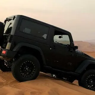 Black Jeep Wrangler on Sand Dunes