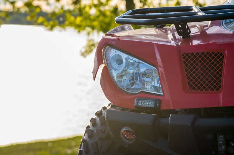 Close-up Red ATV Quad Bike