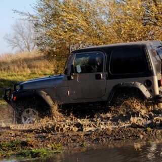 Off-Road Jeep Adventure Driving Through Water