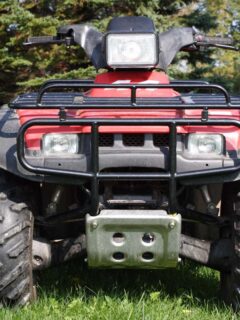 Red ATV With Headlight Front View