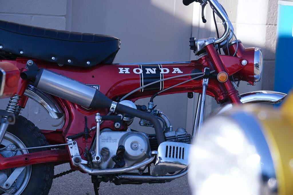 Red Honda Trail 70 Mini Bike Up Close