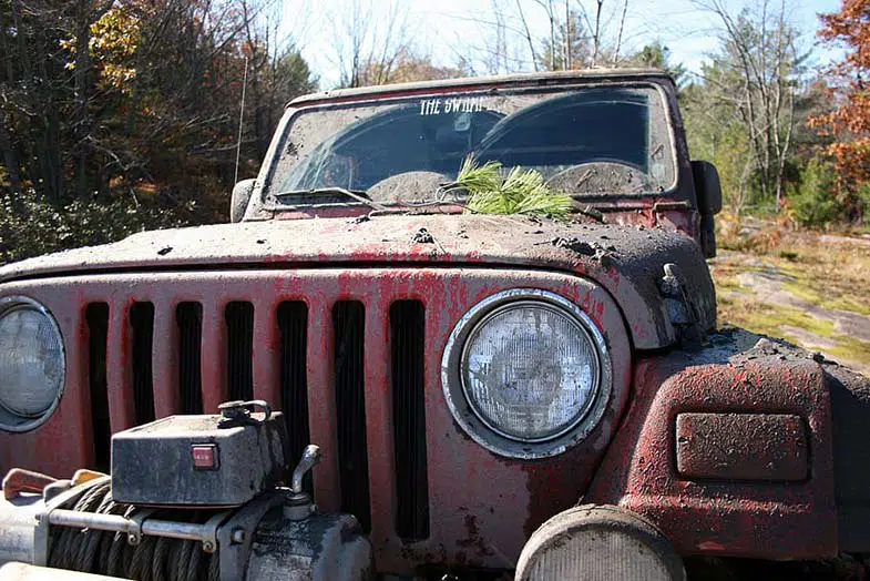 Red Jeep Vehicle Off-Road