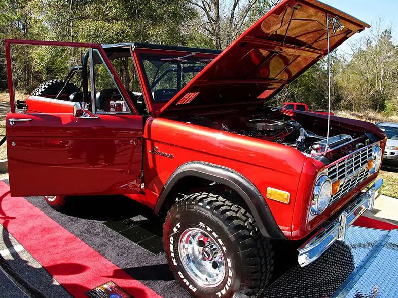 Red 1977 Ford Bronco