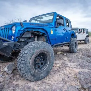 Off-Road Blue Jeep Rubicon in New Mexico