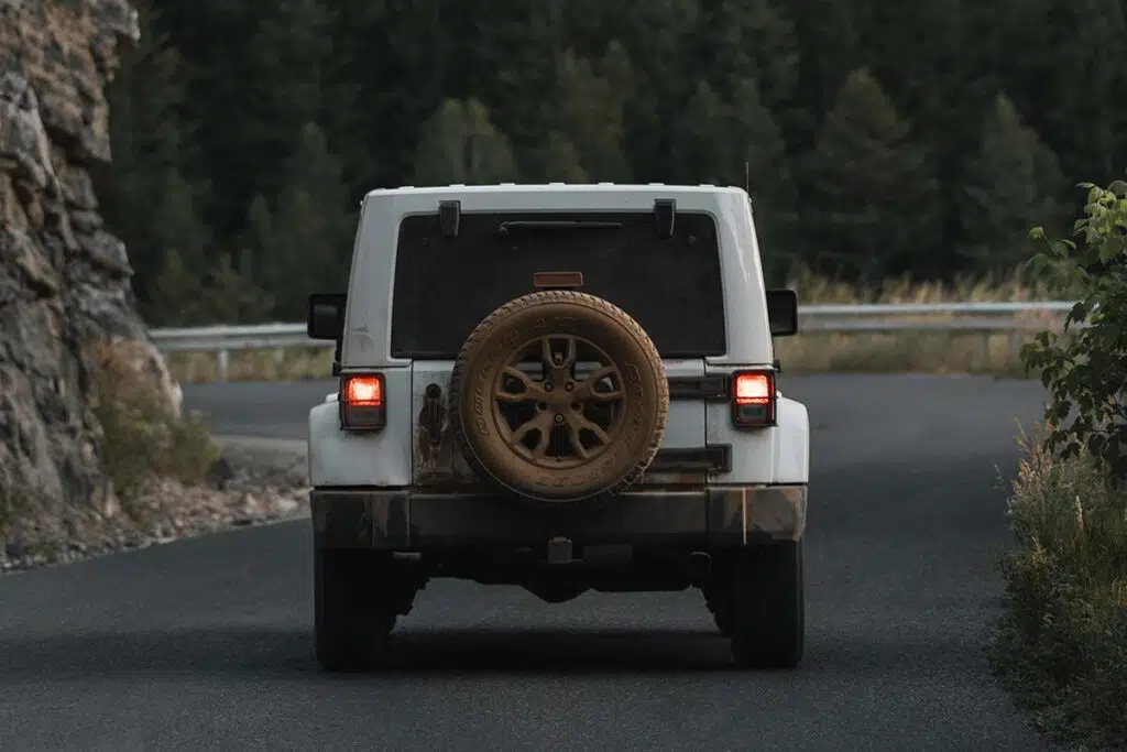 White Jeep Wrangler on Road
