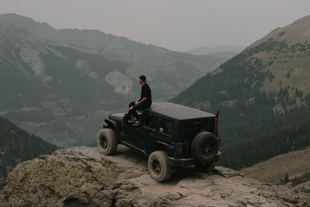 Off-Road Jeep Wrangler, Imogene Pass, Colorado