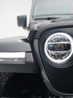Close-up of a Jeep Wrangler Front Headlight