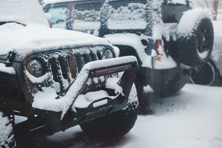 Jeep Wrangler Covered With Snow